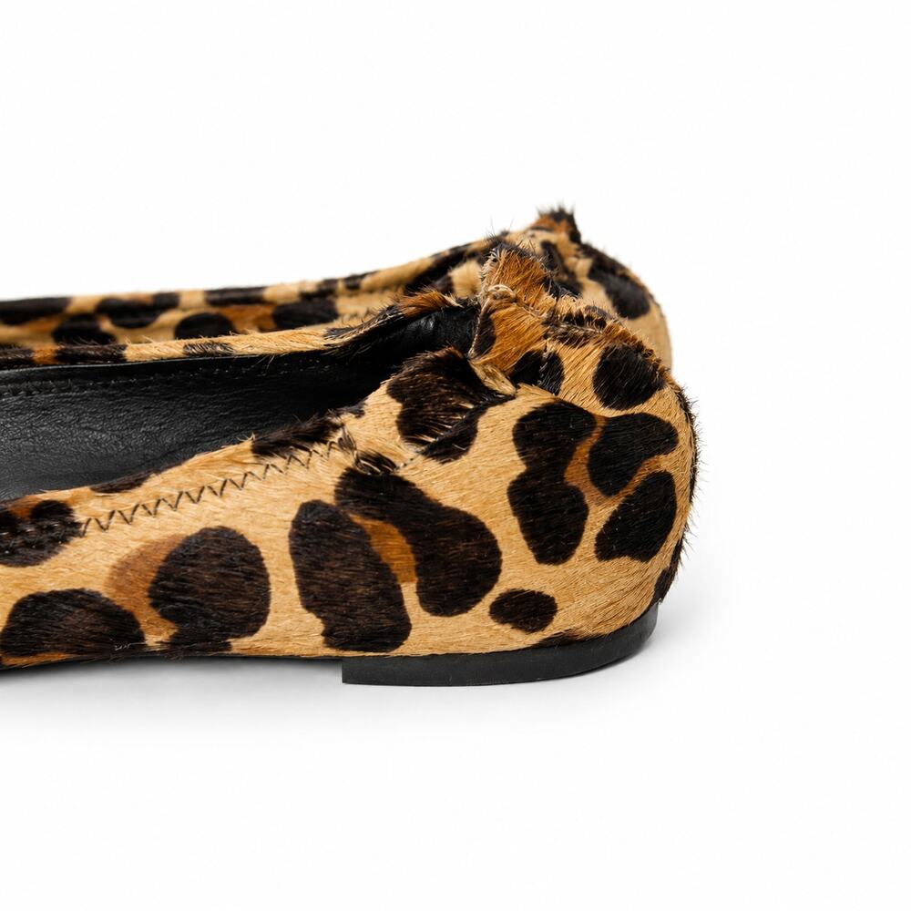 100% Genuine Leather and Calf Hair Tory Burch Reva Leopard Ballet Flats Size 7 - Picture 7 of 8
